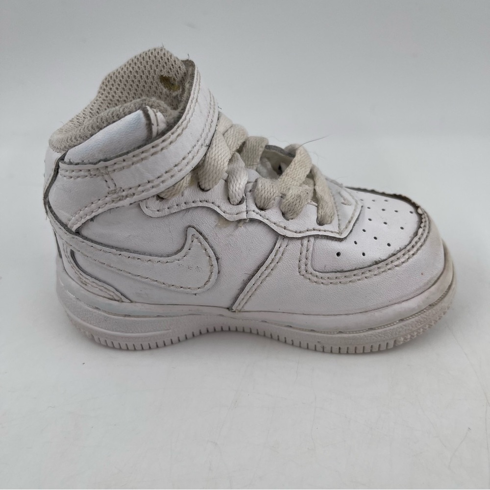 Nike Infant Force 1 Mid LE Toddler White Leather Athletic Sneakers-Size 4 C
